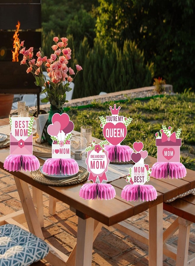 INNORU Happy Birthday Mom Table Honeycomb Centerpieces, Happy Mother's Day 3D Honeycomb Table Toppers, I Love Mom Women Birthday Party Table Decorations Best Mom Favor Photo Booth Props 6 PCS - Image 5